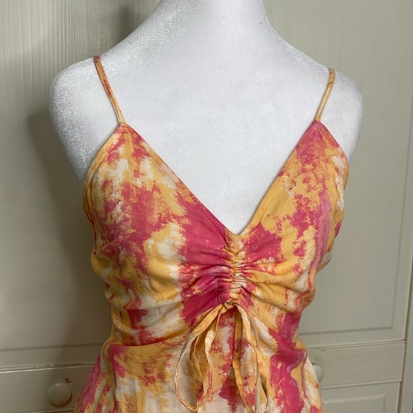 Sincerely Jules Womens Tie Dye Orange/Pink Spaghetti Strap Sundress Size Medium - Picture 10 of 14